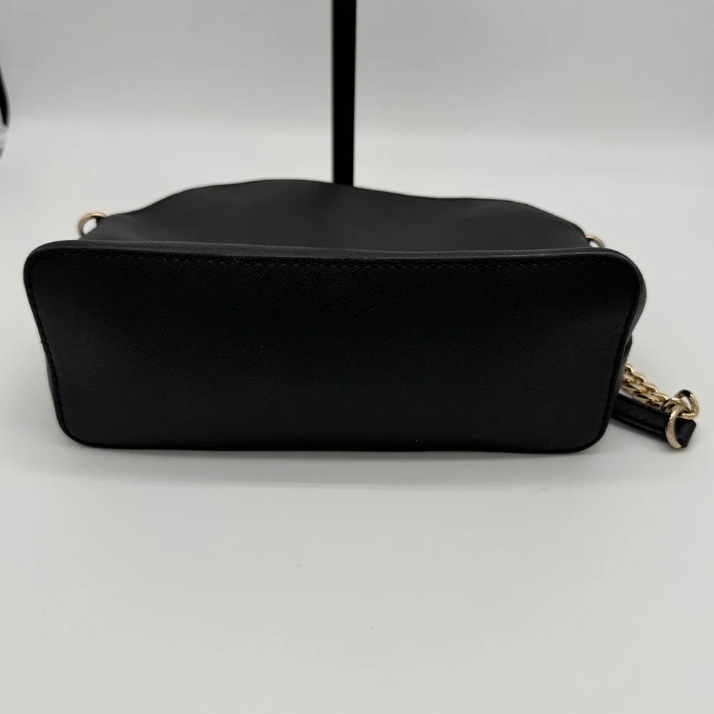 Michael Kors Emmy Black Saffiano Leather Dome Crossbody Bag 9x7 Chain Strap